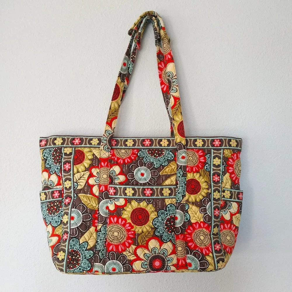 Vera Bradley Perfect Petals Large Quilted Multicolor Floral Travel Tote Bag NWOT